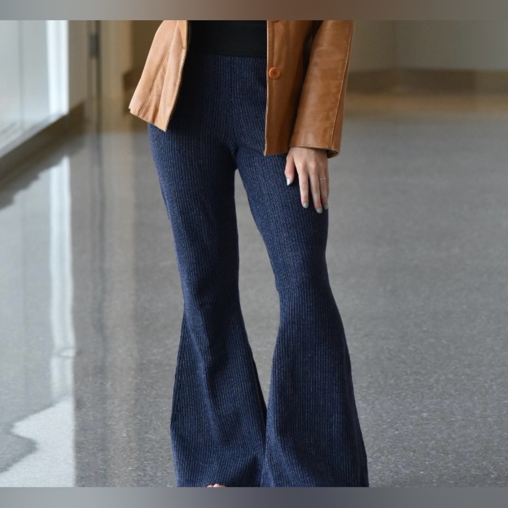 Pilcro Anthropologie Dark Blue Knit Bellbottoms